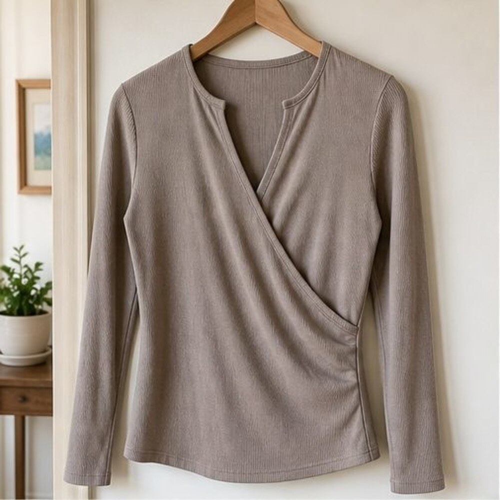 Taupe Wrap Blouse